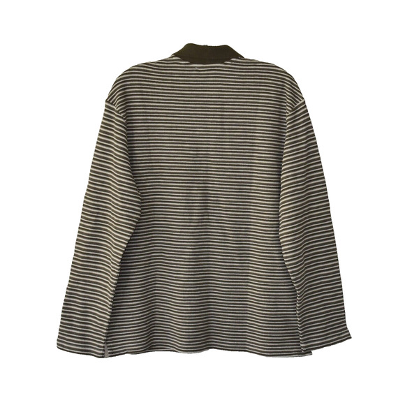 B5 NWT TED BAKER Khaki Striped Textured Knit Cotton LS Polo Shirt Sz 2 $175 - Picture 2 of 7